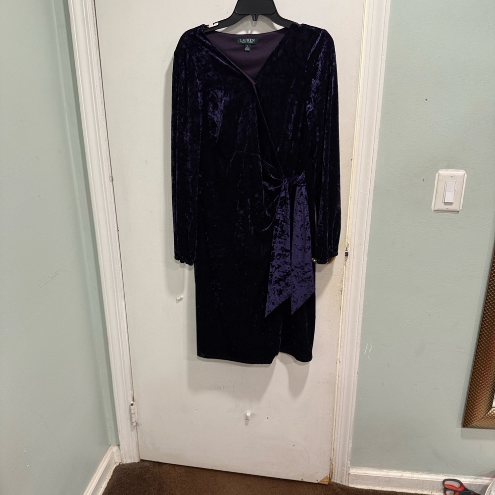 Lauren Ralph Lauren Deep Purple Velvet Wrap Dress